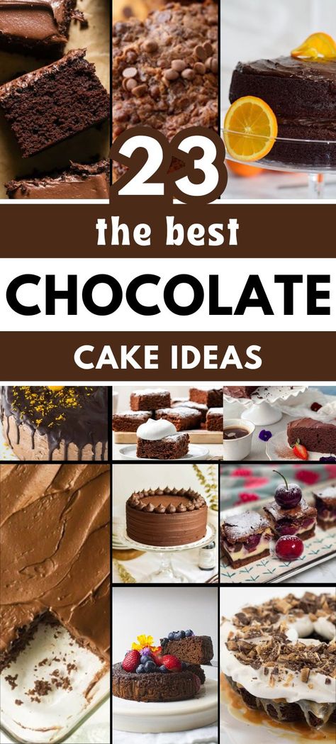 A collage of chocolate cake recipes. The text overlay read "23 easy chocolate cake recipes for festive season" Try from a plethora of delicious chocolate cake recipes and relish them today. 300 Dollar Chocolate Cake, Decorate Chocolate Cake, Cake Recipes Simple, Chocolatier Recipes, Chocolate Cake Desserts, Chocolate Birthday Cake Ideas, Chocolate Cake Simple, Easy Chocolate Cake Recipes, Chocolate Ganache Cake Recipe