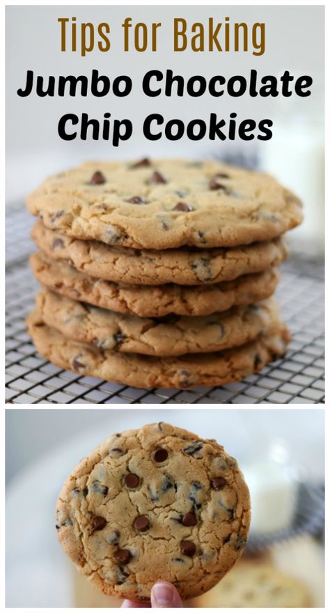 Jumbo Chocolate Chip Cookies Recipe, Large Soft Chocolate Chip Cookies, Jumbo Chocolate Chip Cookies, Giant Chocolate Chip Cookies, Jumbo Cookies, Tollhouse Cookie Recipe, Big Chocolate Chip Cookies, Perfect Chocolate Chip Cookie Recipe, Crunchy Chocolate Chip Cookies