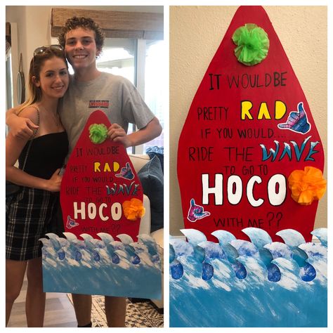 Surfing Promposal, Birthday Promposal, Dance Asking, Sadies Dance, Hoco Signs, Formal Proposals, Prom Posters, Dance Proposals, Dance Posters