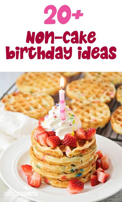 If birthday cake just isn't your thing, check out these 20 non-cake birthday ideas for your special day. From rice krispies, to waffles, to cookies, there's a ton of different ways to make a non-traditional birthday cake. My favorite is the brownie cake. What's your favorite birthday cake alternative? Check it out! Birthday dessert ideas | birthday cake | birthday cake alternatives | birthday party ideas Cake Alternatives Birthday, Birthday Dessert Ideas, Birthday Cake Alternatives, Cake Alternatives, Birthday Dessert, Birthday Desserts, Brownie Cake, Love Cake, Your Special