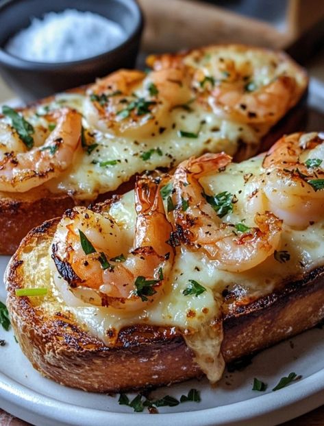 health meal, low carbs meals, keto meal Garlic Bread Shrimp Grilled Cheese, Grilled Bread Appetizer, Garlic Bread Meals Ideas, Shrimp Garlic Bread, Shrimp Flatbread Recipes, Shrimp Grilled Cheese, Cheesy Garlic Bread Shrimp Grilled Cheese, Shrimp Flatbread, Shrimp Bread