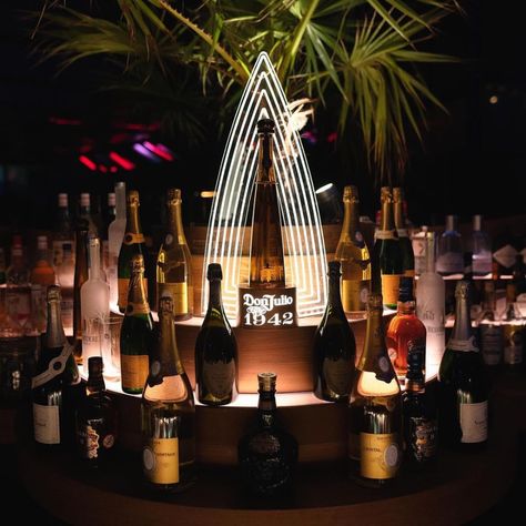 Tequila Display, Bottle Service Club, Alchohol Display, Bottle Glorifier Design, Chicago Night Clubs, Nightclub Bottle Service, Don Julio Tequila, Cool Tequila Bottles, Wine Stand