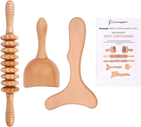 [3 in 1 Maderoterapia Kit]: We put the most effective wooden therapy massage tools in one kit. You will get 1*Wood Swiss Cup, 1x Engraved Roller Stick (17inches),1* Wood Contouring Board. You can get a SPA-level experience to the comfort of your own home with our Professional Training Manual & Guide (16 pages).
[Highest Craftsmanship Standards]: When it comes to our maderotherapy kit, we make a point of using nothing but superb quality, precision-cut durable and funtional Wood Therapy, Lymph Glands, Sculpting Tools, Muscle Pain Relief, Adipose Tissue, Therapy Tools, Massage Roller, Massage Tools, Deep Tissue