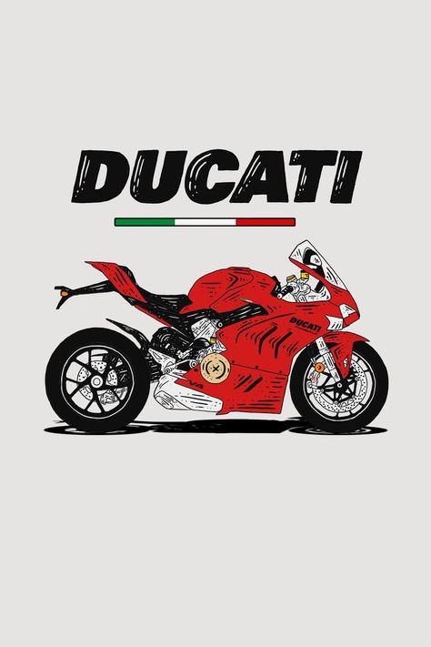 This design available at: Teepublic : http://tee.pub/lic/Hilmay Ducati Poster, Ducati Motorbike, Motorcycle Drawing, Image Moto, Jdm Stickers, Design For T Shirt, Sports Bike, Bike Poster, Cool Car Drawings