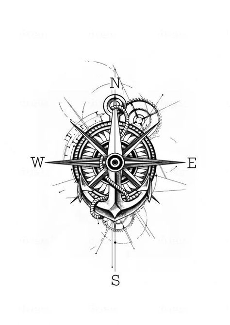 Pirates Compass Tattoo, Naval Compass Tattoo, Colored Anchor Tattoo For Men, Compass Tattoo With Family Names, Maritime Tattoo Nautical, Compass With Dates Tattoo, Compass Anchor Tattoo Design Men, Greek Compass Tattoo, Compass Tattoo Nautical