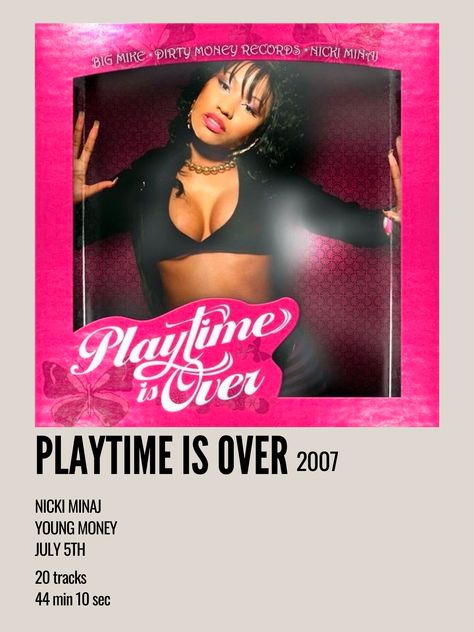 Playtime Is Over Nicki Minaj, Nicki Minaj Album Cover, Nicki Minaj Poster, Nicki Minaj Album, Female Rap, Playtime Is Over, Polaroid Album, Aesthetic Polaroid, College Poster