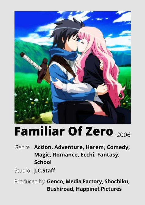 Familiar Of Zero, The Familiar Of Zero, Anime Zero, Poster Information, Anime Minimalist Poster, Bleach Anime Ichigo, Best Romance Anime, Romance Anime, Otaku Funny