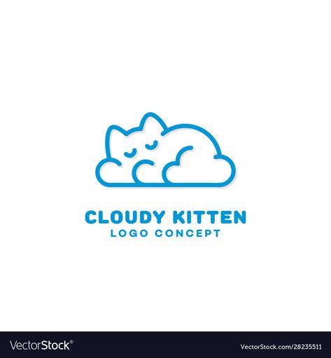 Clouds Logo Design, Cloud Logo Design Ideas, Cute Cloud Illustration, Cloud Logo Design, Icon Reference, Logo Sketch Design, Zen Logo, Puzzle Logo, Cat And Cloud