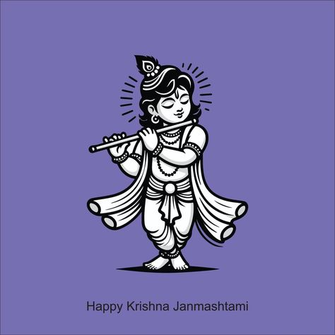 happy Janmashtami, Indian festival, lord Krishna birthday Krishna Doodle, Lord Krishna Birthday, Krishna Birthday, Puja Items, Pencil Sketches Easy, Handmade Poster, Car Sticker Design, Page Decoration, Happy Janmashtami