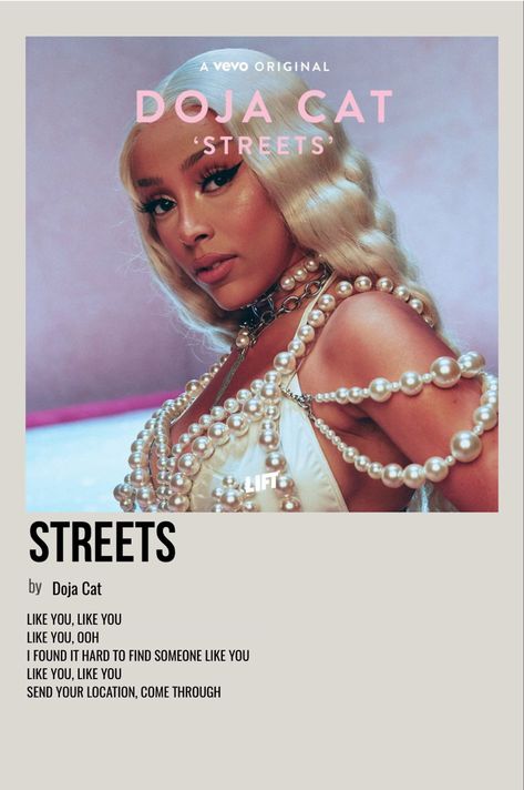 minimal polaroid song poster for streets by doja cat Streets By Doja Cat, Minimalist Music, Music Poster Ideas, Vintage Music Posters, Music Poster Design, Hip Hop And R&b, Movie Posters Minimalist, Picture Collage Wall, Collage Poster