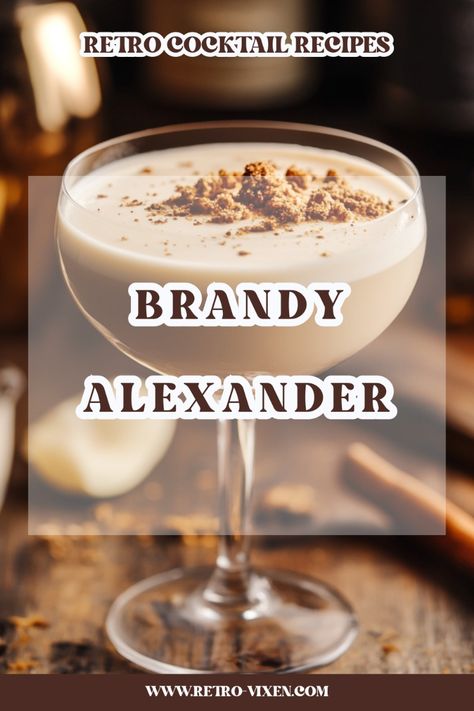 🍸✨ Indulge in the creamy decadence of our Retro Brandy Alexander Recipe! 🍫✨ This classic cocktail is a luxurious blend of brandy, dark crème de cacao, and heavy cream, creating a rich and velvety drink that's perfect for dessert or a cozy evening. The Brandy Alexander is a timeless favorite that exudes elegance and sophistication. Serve it in a chilled coupe glass and garnish with a sprinkle of nutmeg for that extra touch of vintage charm. Elevate your cocktail game with this indulgent classic. Cheers to the perfect Brandy Alexander! 🥂🍫 #BrandyAlexanderBliss #RetroCocktails #ClassicDrinks #CocktailHour #TimelessElegance #VintageVibes #RetroCocktailRecipes Recipes With Brandy, Brandy Alexander With Ice Cream, Brandy Drink Recipes, Brandy Alexander Recipe, Retro Cocktails, Brandy Alexander Cocktail, Brandy Drink, Brandy Alexander, Brandy Cocktails