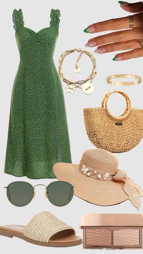 Green Polka Dot Dress, Modesty Outfits, Dress Stylish, Green Polka Dot, Easy Trendy Outfits, Chic Outfit, Modest Fashion Outfits, Looks Chic, Summer Fashion Outfits