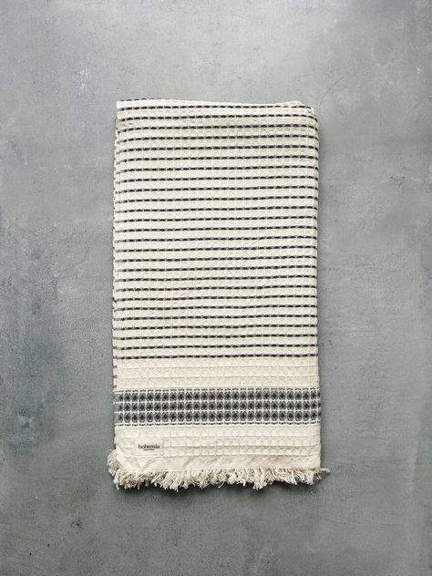 Milos Check Hammam Towel, Charcoal | Bohemia Design Bohemia Design, Mens Holiday, Austin Design, Hammam Towels, Beauty Sale, Women Men Shoes, Tassel Fringe, Baskets On Wall, Hanging Planters