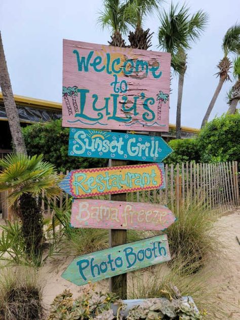 What you need to know to plan an amazing visit to Lulu's Gulf Shores, Alabama. Menu, things to do, photos and video to help plan your trip. Alabama Aesthetic, Frozen Photo Booth, Gulf Shores Restaurants, Gulf Shores Beach, Alabama Beaches, Gulf Shores Alabama, Enjoy Your Vacation, Orange Beach, Gulf Shores