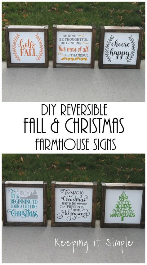 DIY Reversible Fall and Christmas Farmhouse Sign - Keeping it Simple Crafts Farmhouse Signs Diy, Fall And Christmas, Christmas Signs Diy, Joy Sign, Buffalo Plaid Christmas Tree, Simple Crafts, Christmas Farmhouse, Fall Farmhouse, Keeping It Simple