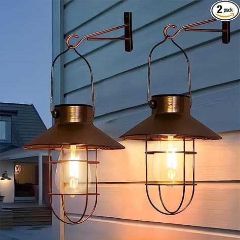 Patio Lighting Diy, Best Outdoor Solar Lights, Garage Balcony, Pathway Decor, Porch Fence, Lanterns Outdoor, Solar Lanterns Outdoor, Solar Hanging Lanterns, Hanging Solar Lights