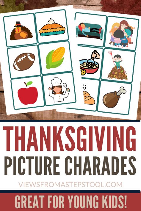 This Thanksgiving picture charades games is a great alternative to traditional charades for young children. A great virtual game idea for Thanksgiving! #thanksgivinggames #picturecharades #thanksgivinggamesforkids #kidsactivities #kidsprintables #printablegames Thanksgiving Charades For Kids, Thanksgiving Charades, Felt Turkey, Charades For Kids, Charades Cards, Thanksgiving Games For Kids, Thanksgiving 2022, Charades Game, Picture Clues