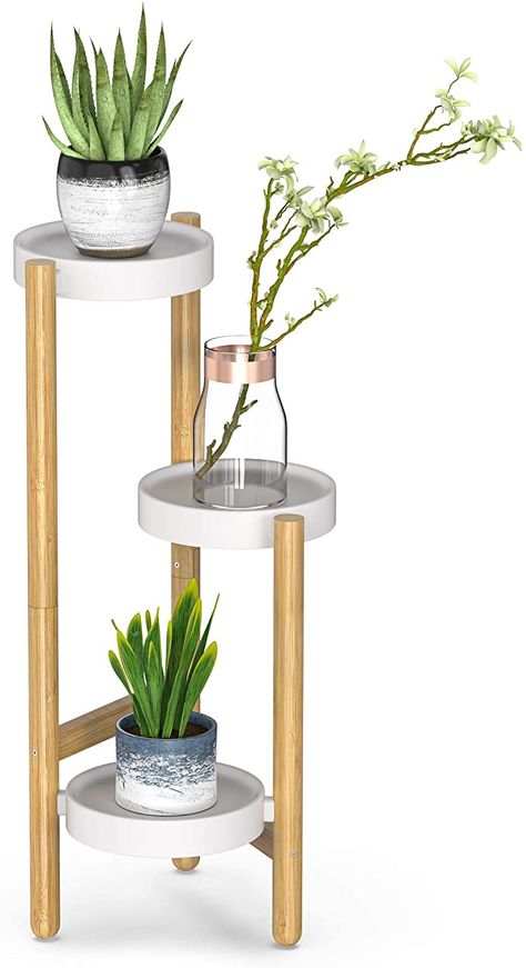 Tattoo Trees, Tiered Plant Stand, Patio Flower Pots, Tall Indoor Plants, Planter Holder, Bamboo Planter, Patio Flowers, Corner Plant, Tall Plant Stands