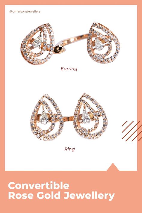 Amazing convertible jewellery for your collection! Earrings to Ring and vice versa. Click on the image to Learn More. Convertible Jewelry Necklaces, Convertible Jewellery, Reversible Jewelry, Convertible Jewelry, Convertible Earrings, Designer Diamond Jewellery, Diamond Jewelry Store, Western Jewelry, Rose Gold Jewelry