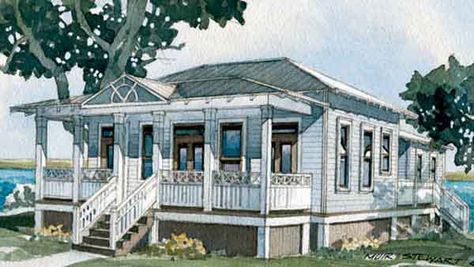 Inlet Cottage, Plan #1519 Beach Cottage Floor Plans, Beach Cottage House Plans, Beach Cottage Design, House On The Beach, Beach House Flooring, Cottage Flooring, House On The Water, Cottage Plans, Southern Living House Plans