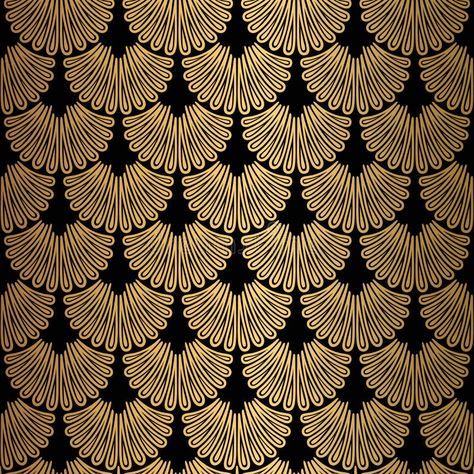 Art Deco Pattern. Seamless Black and Gold Background Stock Vector - Illustration of gold, deco: 180916374 Flower Texture, Vintage Illustration Art, Art Deco Illustration, Art Deco Pattern, Gold Background, Seamless Pattern Vector, Background Vintage, Leaf Wallpaper, Free Vector Art