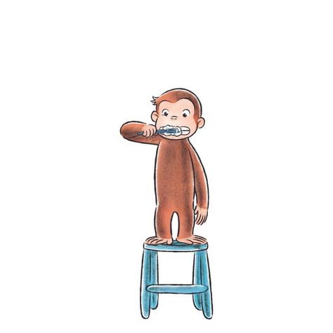 Curious George Illustration, Animals Icons Aesthetic, Hundley Curious George, Curious George Poster, Curious George Pfp, Curious George Aesthetic, Curious George Drawing, Curious George Wallpaper, Monkey Drawing