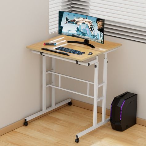 MoNiBloom 24'' Desk & Reviews | Wayfair Desk Cart, Mobile Computer Desk, Small Standing Desk, Mobile Standing Desk, Monitor Shelf, Rolling Desk, Sit Stand Workstation, Laptop Tray, Mobile Stand