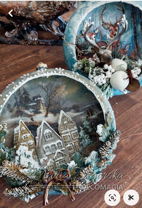 Christmas Diorama, Fairy House Crafts, 3d Elements, Bird Christmas Ornaments, Christmas Decoupage, Christmas Mix, Christmas 3d, Expensive Shoes, Country Christmas Decorations