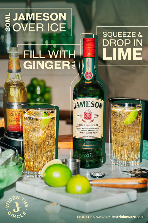 Jameson Whiskey, Jameson Irish Whiskey, Lifestyle Photoshoot, Lime Recipes, Dope Tattoos For Women, Nice Pictures, 14th Birthday, Irish Whiskey, Ginger Ale