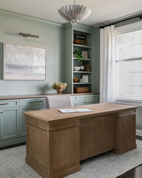 Here it is...the final reveal! ✨ The selections come to life in this stunning office space. Thoughtful details, modern design, and functionality all come together to create a workspace that inspires. 🖥️ Design: @colorandcrownid 📸: @meghanbalcomphotography Cabinetry: @wagnerswoodspecialties Painting: @procoatpaintersinc Office Built In Storage, Kitchen Cabinets In Office, Custom Office Built Ins, Office Built In Cabinets And Desk, Built In Office Desk And Cabinets, Study Storage, Office Built Ins, At Home Office, Custom Built Ins