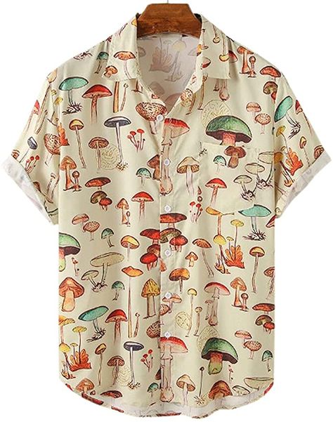 Kemeja Lelaki, Cute Mushroom, Button Down Short Sleeve, Beach Shirts, Shirt Button, Pattern Floral, Primavera Estate, Mens Summer, Shirt Outfit