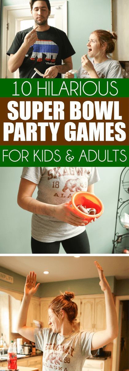 These hilarious Super Bowl party games are perfect for kids or for adults and they’re quick enough that you could play during halftime. Divide everyone who plays into groups and play minute to win it style or head to head! Tons of great super bowl party game ideas! Party Food Ideas For Adults Entertaining, Super Bowl Party Games, Football Party Games, Sports Party Games, Party Games Group, Superbowl Party Games, Birthday Games For Adults, Party Games For Kids, Superbowl Game