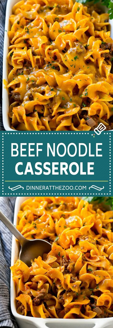 Beef Noodle Casserole Recipe | Ground Beef Casserole | Beef and Egg Noodles #casserole #beef #noodle #dinneratthezoo Beef And Egg Noodles, Casserole Beef, Beef Noodle Casserole, Recipe Ground Beef, Easy Comfort Food Dinners, Noodle Casserole Recipes, Crockpot Recipes Beef Stew, Beef Ground, Diner Recept