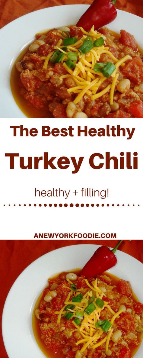 Delicious and healthy chili made with lean ground turkey, peppers, kidney beans and spiced perfectly. The absolute BEST! Perfect for any football game! #gameday #recipes #healthy Turkey Peppers, Healthy Turkey Chili, Healthy Chili Recipe Turkey, Gameday Recipes, Turkey Chili Healthy, Healthy Slow Cooker Recipes, Turkey Chili Recipe, Ground Turkey Recipes Healthy, Healthy Chili