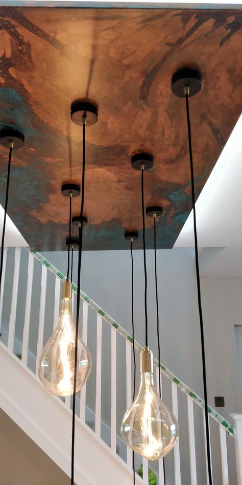 https://flic.kr/p/2iVTn9X | Aged Copper Patina Blue 60 Feature Lighting Fixture Panel ca 2m x 1m Interior Design Portfolio Ideas, Copper Fixtures, Feature Lighting, Copper Top Table, Copper Interior, Copper Fixture, Metal Sheets, Copper Table, Metal Table Top