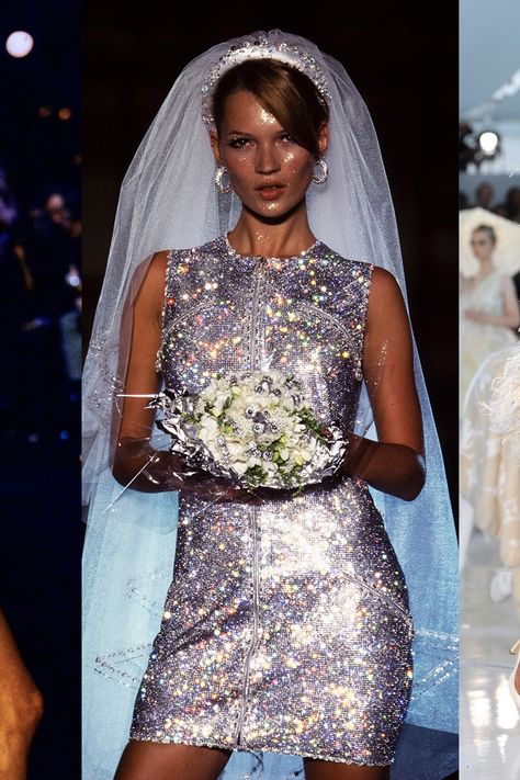 Louis Vuitton SS12 | 21 Times Kate Moss Wore Wedding Dresses On & Off The Catwalk | British Vogue Versace Wedding Dress, Wedding Dresses 90s, Kate Moss Runway, Kate Moss Wedding, Jamie Hince, 90s Runway, 90s Runway Fashion, 90s Supermodels, Alternative Bride