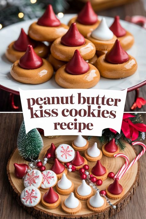 Treat yourself to these Peanut Butter Kiss Cookies, featuring a rich, creamy peanut butter flavor and topped with a classic Peanut Butter Blossom. This Kiss Cookie Recipe is the perfect blend of sweetness and nostalgia. Whether you're making them for the holidays or just because, these cookies are sure to satisfy your cravings for a tasty Peanut Butter Kiss treat!
#PeanutButterKissCookies #PeanutButterBlossom #PeanutButterKiss #KissCookieRecipe #HolidayCookies Peanut Butter Kiss Cookies Recipe, Kiss Cookie, Cookies With Peanut Butter, Kiss Cookie Recipe, Peanut Butter Kiss, Peanut Butter Kiss Cookies, Peanut Butter Blossom, Kiss Cookies, Peanut Butter Blossoms