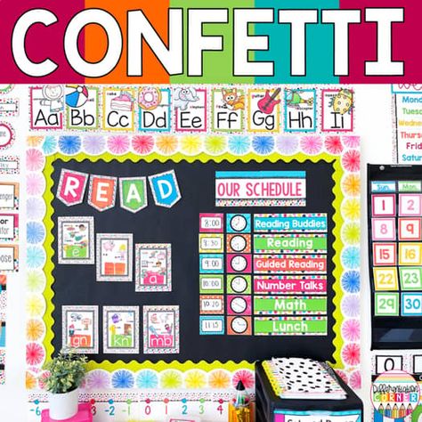 Differentiation Corner | Teachers Pay Teachers Vowel Valley, Confetti Classroom, Classroom Job Chart, Daily Schedule Cards, Bright Classroom, Rainbow Classroom Decor, Teal Burgundy, Clock Labels, Phonics Posters