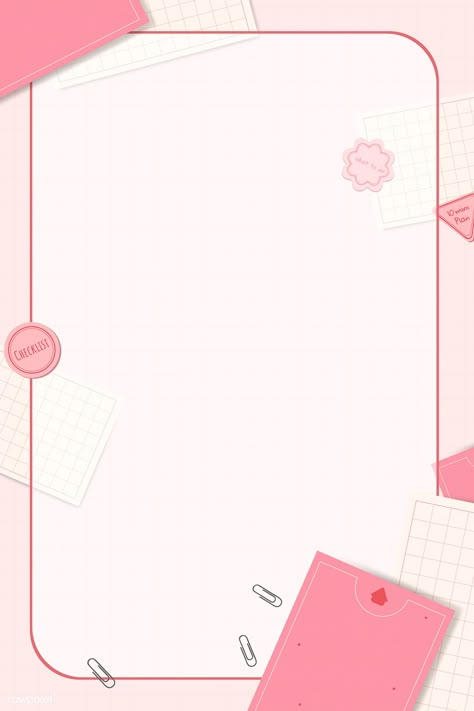 Pink notepad planner set vector | premium image by rawpixel.com / Chayanit Notepad Background, Planner Backgrounds, Notepad Aesthetic, Pink Background Design, Pink Aesthetic Background, Nurses Week Quotes, Pink Notepad, Powerpoint Background Templates, School Frame