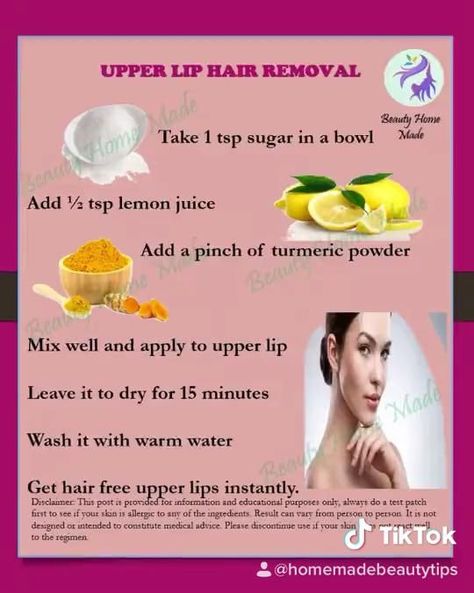 Natural Facial Hair Removal, Diy Facial Hair Removal, Skincare Tutorial, To Remove Facial Hair, Upper Lip Hair Removal, Upper Lips, Lip Hair Removal, Upper Lip Hair, Natural Hair Removal