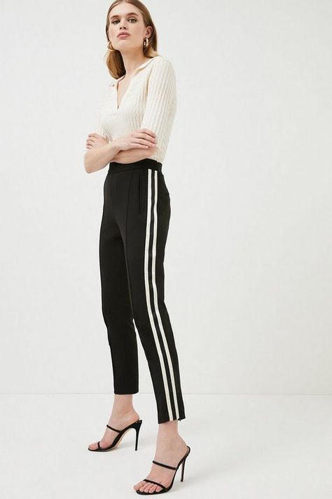 Flexi Fit Side Stripe Slim Leg Trouser | Karen Millen Dressing Style, Power Dressing, Crisp White Shirt, Slim Leg Pants, Slim Fit Trousers, Fit Pants, Slim Leg, Karen Millen, Side Stripe