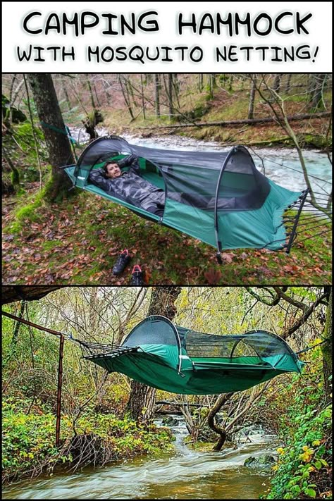 Festival Camping Essentials, Camping Hammock Tent, Hammock Camping Gear, Zelt Camping, Hammock With Mosquito Net, Portable Hammock, Camping Hammock, Hammock Tent, Family Tent Camping