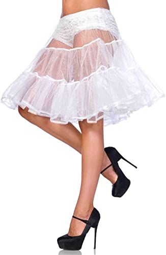 Amazon.com: Leg Avenue Women's Shimmer Organza Knee Length Petticoat Skirt, White, One Size: Costume Accessories: Clothing Frilly Knickers, Dress Extender, Petticoat Skirt, Skirt Images, Pleated Skirt Dress, Skirt Knee Length, Leg Avenue, Pretty Lingerie, Skirt White