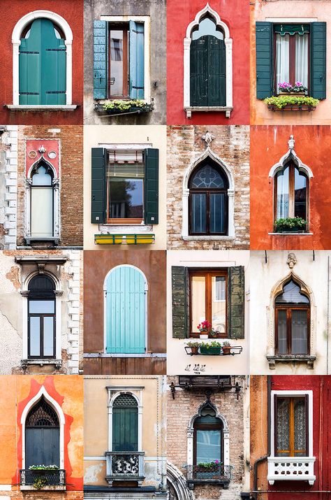 Windows Of The World Colored Windows, Windows House, Venice Photography, Window Architecture, Design Window, Beautiful Doors, Window Design, Venice Italy, Bored Panda