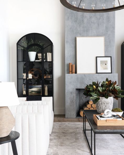 Transitioning Your Home to Fall Cabinet Next To Fireplace, Ornate Mirror, Above Fireplace Decor, Pure Salt Interiors, Leclair Decor, Geometric Mirror, New Paint Colors, Small Glass Vases, Concrete Finish