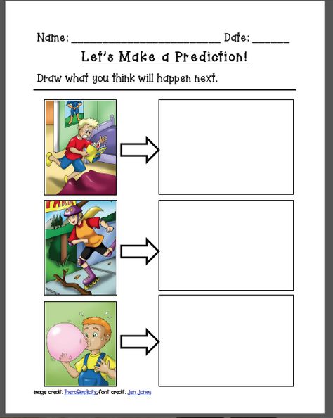 New Resource! A BIG Thank You to Hailey! Predictable Chart Writing, Prediction Activities, Making Predictions Kindergarten, Making Predictions Activities 3rd Grade, Making Predictions First Grade, Making Predictions Worksheet, Predictable Sentences Kindergarten, Making Predictions Activities, Inferring Lessons