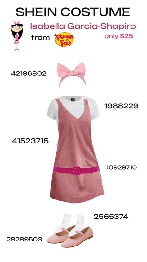 Achieve Isabella’s look from Phineas and Ferb for only $25 with SHEIN! Isabella From Phineas And Ferb, Ferb Costume, Phineas And Ferb Costume, Phineas And Ferb, Halloween Costumes