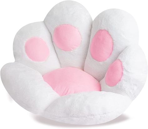 DOBUONO Cat Paw Cushion Kawaii Office Desk Chair Cushion Comfy Plush Cat Paw Shape Gaming Chair Cushion Bear Cute Seat Cushion for Girl, Kawaii Room Bedroom Decorate 28"x 24" (White-1) Paw Cushion, Kawaii Office, Room Decor White, Desk Chair Cushion, Bedroom Decorate, Gamer Chair, Girl Gamer, Bear Cute, Kitty Plush