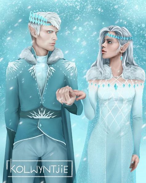 kol.wyntjie on Instagram: "I felt in a Wintery Mood so decided to give our Winter Court some love - finally wrapped it up! ❄️ ~ ~ #acotar #acotarfanart #sjm #wintercourt #winter #kallias #viviane #bookstagram #bookart #fantasy #fantasyart #fanart #acotarart #tog #highlordofthewintercourt #highlord #illustration #artist #procreate" Acotar Kallias And Viviane, Acotar Winter Court, Viviane Acotar, Kallias And Viviane, Winter Court Acotar, Winter Court, Kallias Acotar, Feyre And Rhysand, Court Dresses