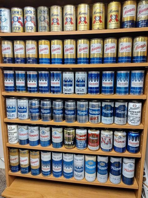 Beer Can Collection, Hamms Beer, Can Collection, Old Beer Cans, Cool Collections, Beer Memorabilia, Beer Collection, Beer Company, Boozy Drinks